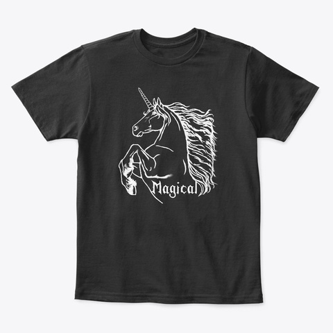 Magical Rearing Unicorn Black T-Shirt Front