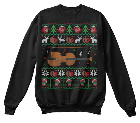 Coffee Viola Ugly Christmas Sweater Gift Black T-Shirt Front