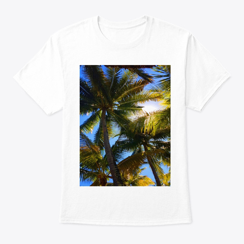 Palm Tree Tropical Island Holiday T Shirt White T-Shirt Front