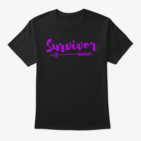Survivor Fibromyalgia Awareness Hope Lov Black T-Shirt Front