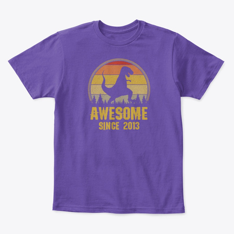 Awesome Since 2013 Dinosaur T Rex Purple  T-Shirt Front