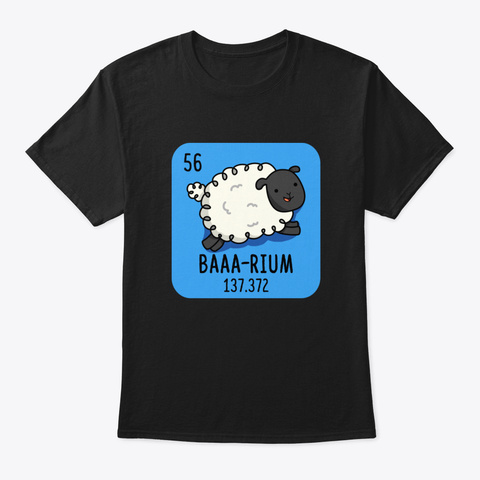 Baaarium Cute Sheep Chemistry Pun Black T-Shirt Front