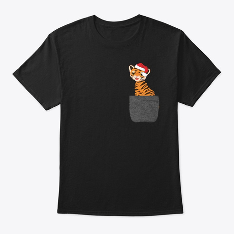 Tiger Santa Christmas Shirt Black T-Shirt Front