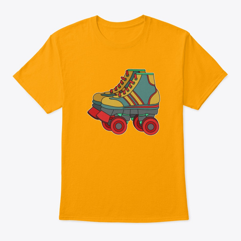 Classic Cool Tshirt Design Roller Blade Gold T-Shirt Front