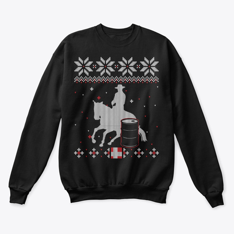 Barrel Racing Ugly Christmas Sweater Black T-Shirt Front