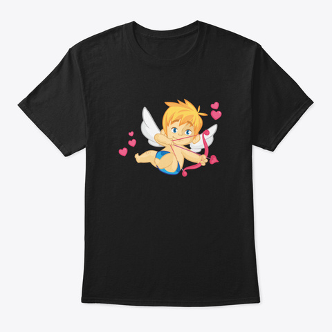 Dabbing Cupid Cute Valentine's Day Black T-Shirt Front