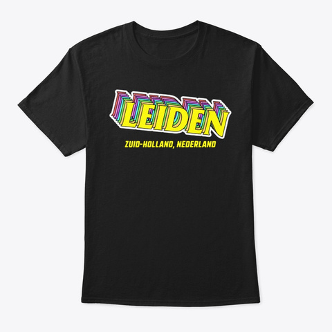 Leiden Nederland Netherlands Dutch City Black T-Shirt Front