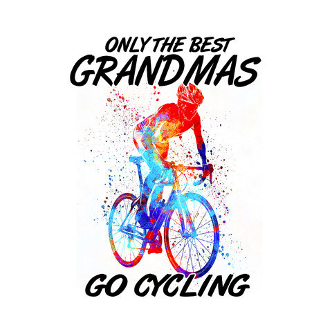 The Cycling Grandma Canvas White T-Shirt Front