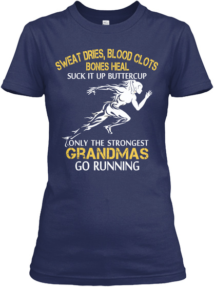 Strong Running Grandma Navy T-Shirt Front