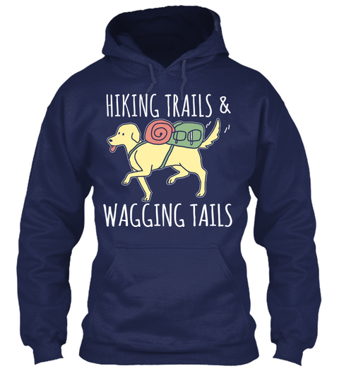 Hiking Trails &  Wagging Tails Navy T-Shirt Front