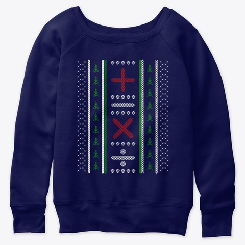 Calculations Ugly Christmas Sweater Navy  T-Shirt Front