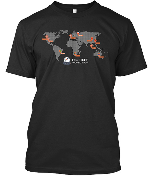 Hwbot World Tour   Map Dark Black T-Shirt Front