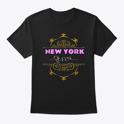 New York Queen Usa State T Shirt Black T-Shirt Front