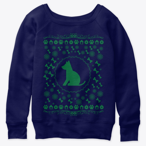 Ugly Sweater Of Alaskan  Klee Dogs Navy  T-Shirt Front