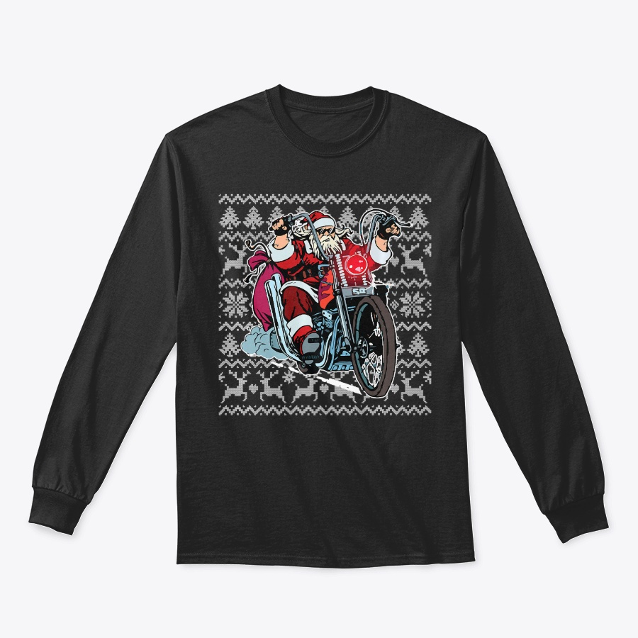 Santa on Motorcycle Ugly Christmas Shirt Unisex Tshirt