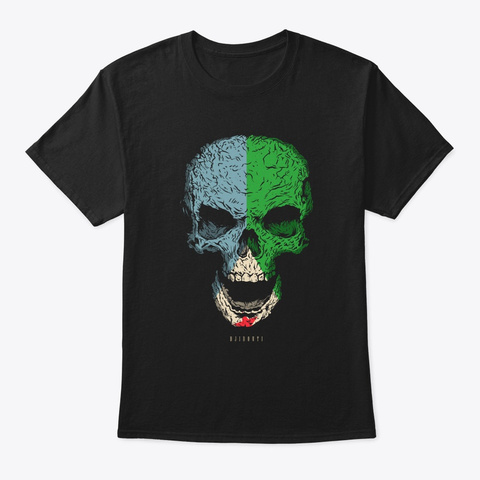 Skull Denmark Flag Skeleton Black T-Shirt Front