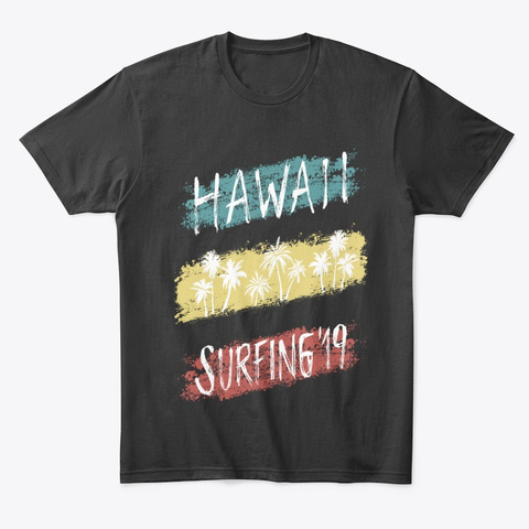 Summer Hawaii Surfing Tee Black T-Shirt Front