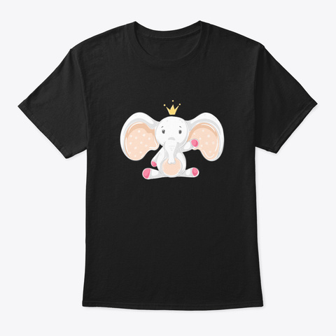 Baby Elephant With A Crown Black T-Shirt Front
