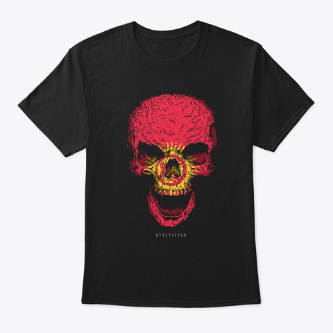 Skull Kyrgyzstan Flag Skeleton Black T-Shirt Front