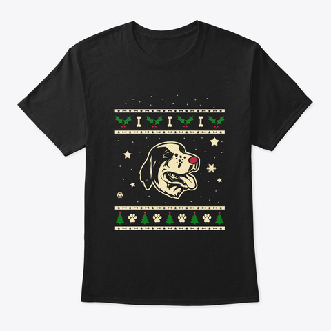 Christmas Large Munsterlander Gift Black T-Shirt Front