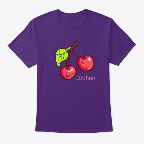 Techno Cherry Dance Rave Edm Purple T-Shirt Front