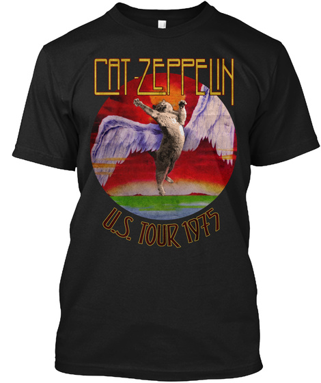 Cat Zeppelin U.S. Tour 1975 Black T-Shirt Front