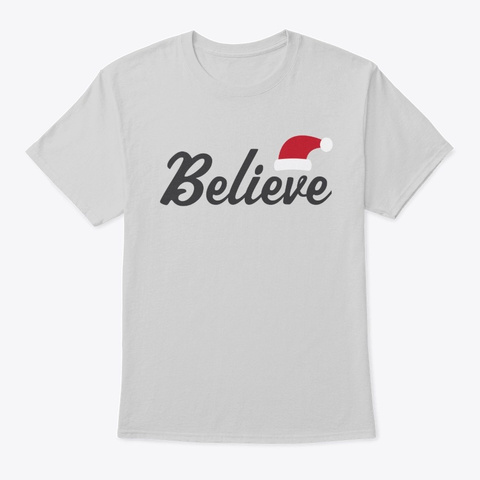 Believe Santa Hat Christmas Light Steel T-Shirt Front