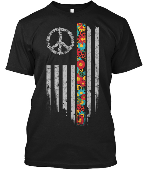 American Hippie Dude! Black T-Shirt Front