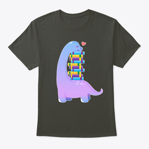 Reading Dino Book Lovers Readers Smoke Gray T-Shirt Front