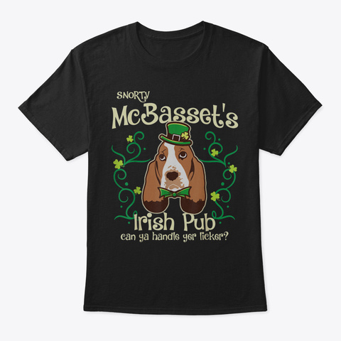 Basset Hound Dog Gifts St Patricks Day T Black T-Shirt Front