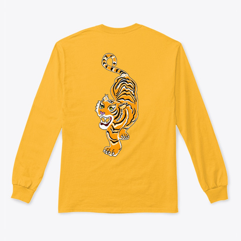 Bold Tiger Long Sleeve Shirt Gold T-Shirt Back