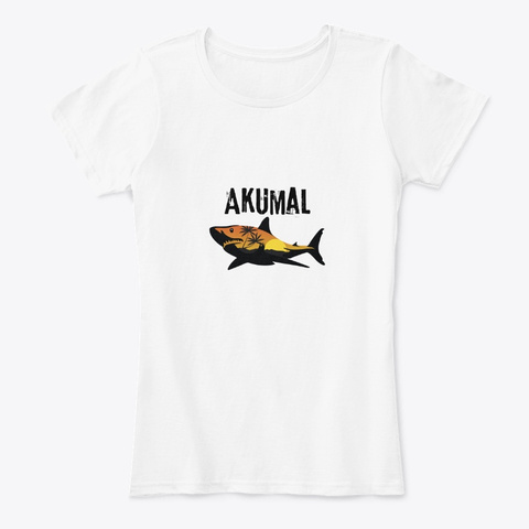 Akumal Mexico Shark White T-Shirt Front