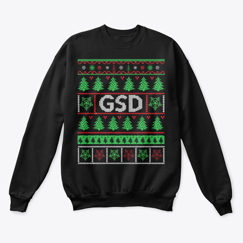 Gsd (German Shepherd Dog) Christmas Jet Black T-Shirt Front