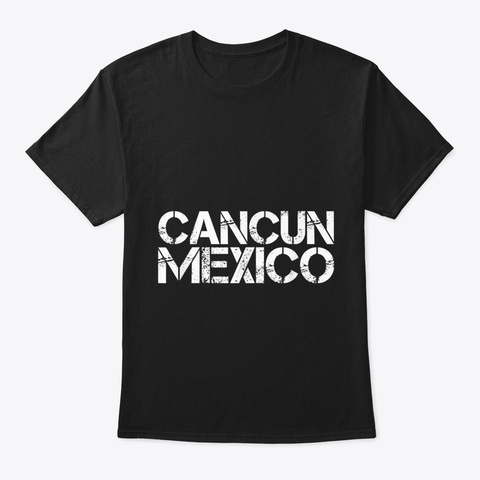 Cancun Mexico Beach Palm Tree Party Dest Black T-Shirt Front