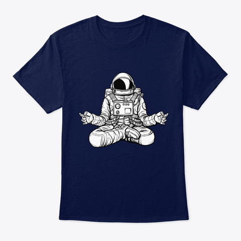 Yoga Meditation Astronaut Spiritual Tee Navy T-Shirt Front