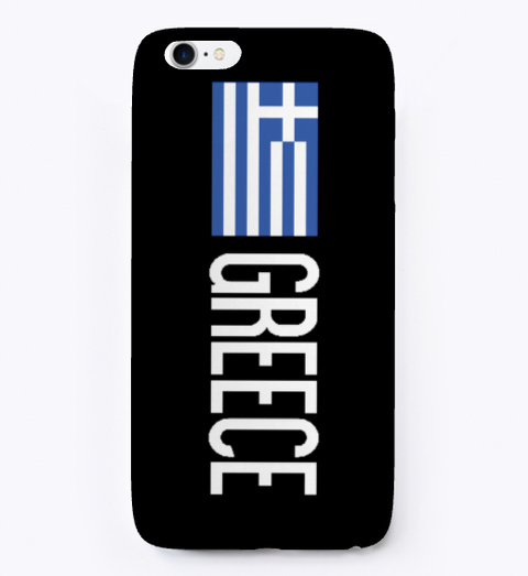The Flag Of Greece Black Camiseta Front