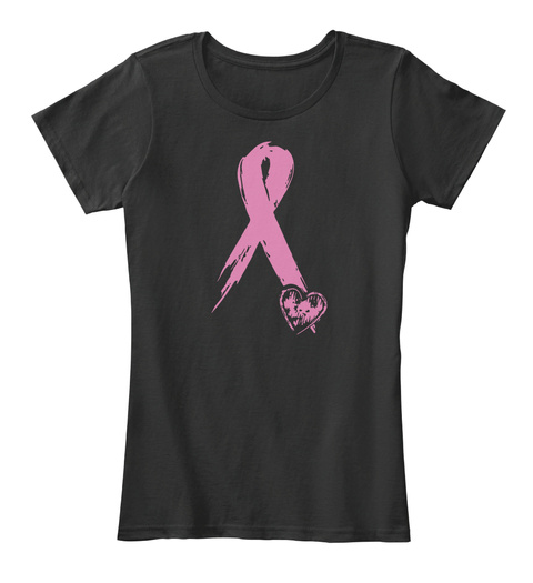 Breast Cancer Awareness   My Heart Black T-Shirt Front