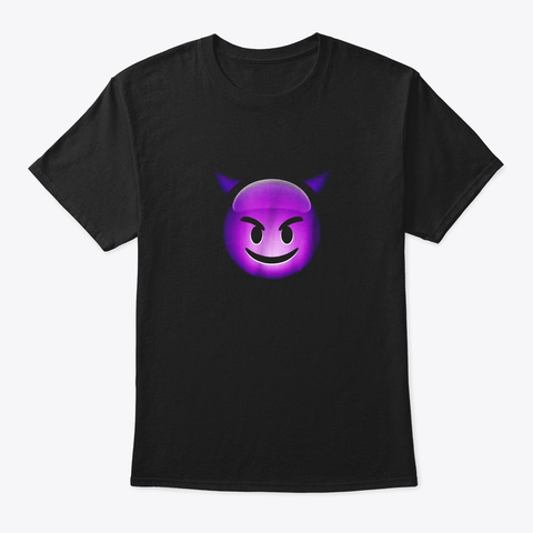 Cute Smiling Purple Devil Emoji Shirt Black T-Shirt Front