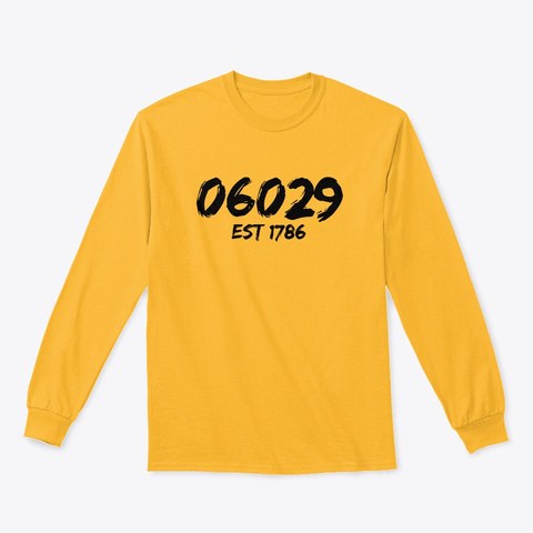 Ellington Zip Code + Year Long Sleeve T Gold T-Shirt Front