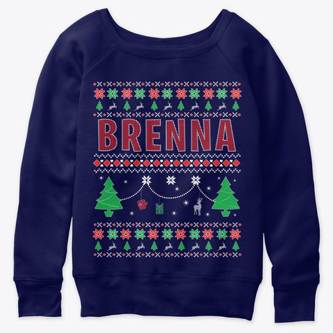Xmas Themed Personalized For Brenna Navy  T-Shirt Front
