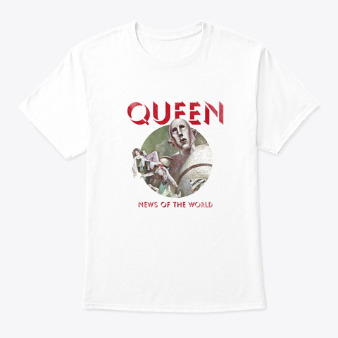 Queen Official News Of The World Circle White T-Shirt Front