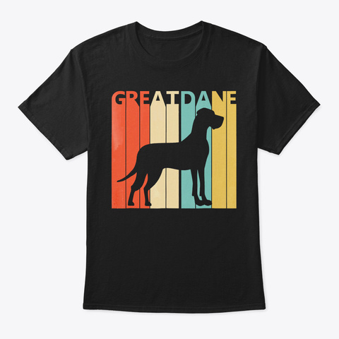 Vintage Great Dane Dog T Shirt Black T-Shirt Front