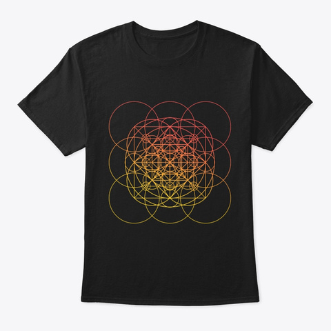 Sacred Geometry Orange Squared Circles Black T-Shirt Front