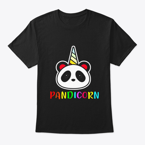Panda Unicorn Pandicorn Birthday T Shirt Black T-Shirt Front