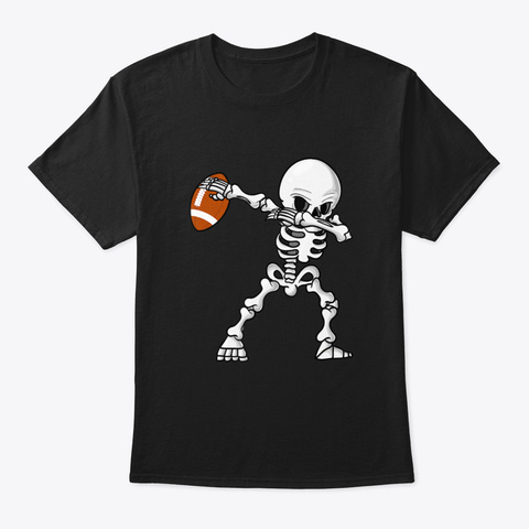 Dabbing Football Skelton For Boys And Gi Black T-Shirt Front