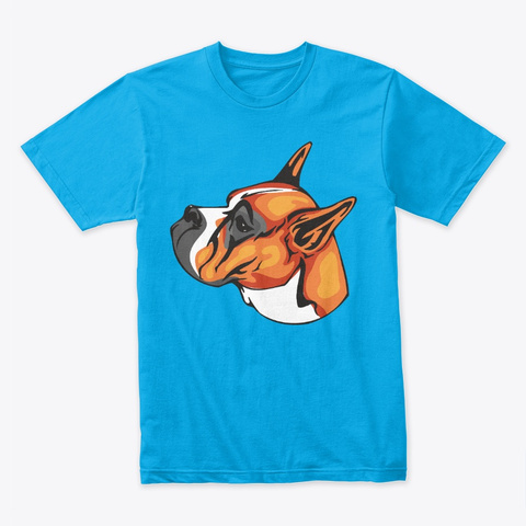 Boxer Dog Turquoise T-Shirt Front