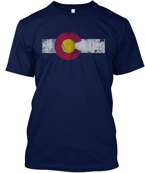 Vintage State Flag Of Colorful Colorado Navy T-Shirt Front