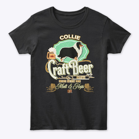 A Collie Gifts Black T-Shirt Front