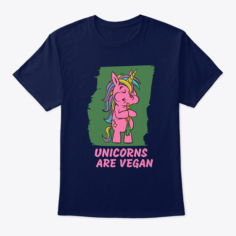 Unicorns Are Vegan Navy T-Shirt Front