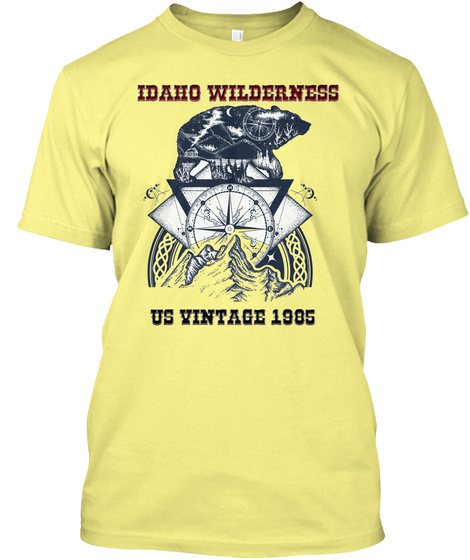 Idaho Wilderness Us Vintage 1985 Lemon Yellow  T-Shirt Front